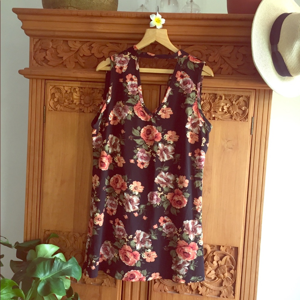 Black & Floral summer V back dress
